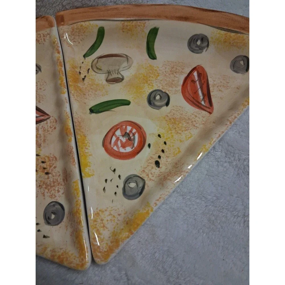 6 Pizza Ceramic Plates Noble Excellence Triangle shape See Pics 1 Sm Chip